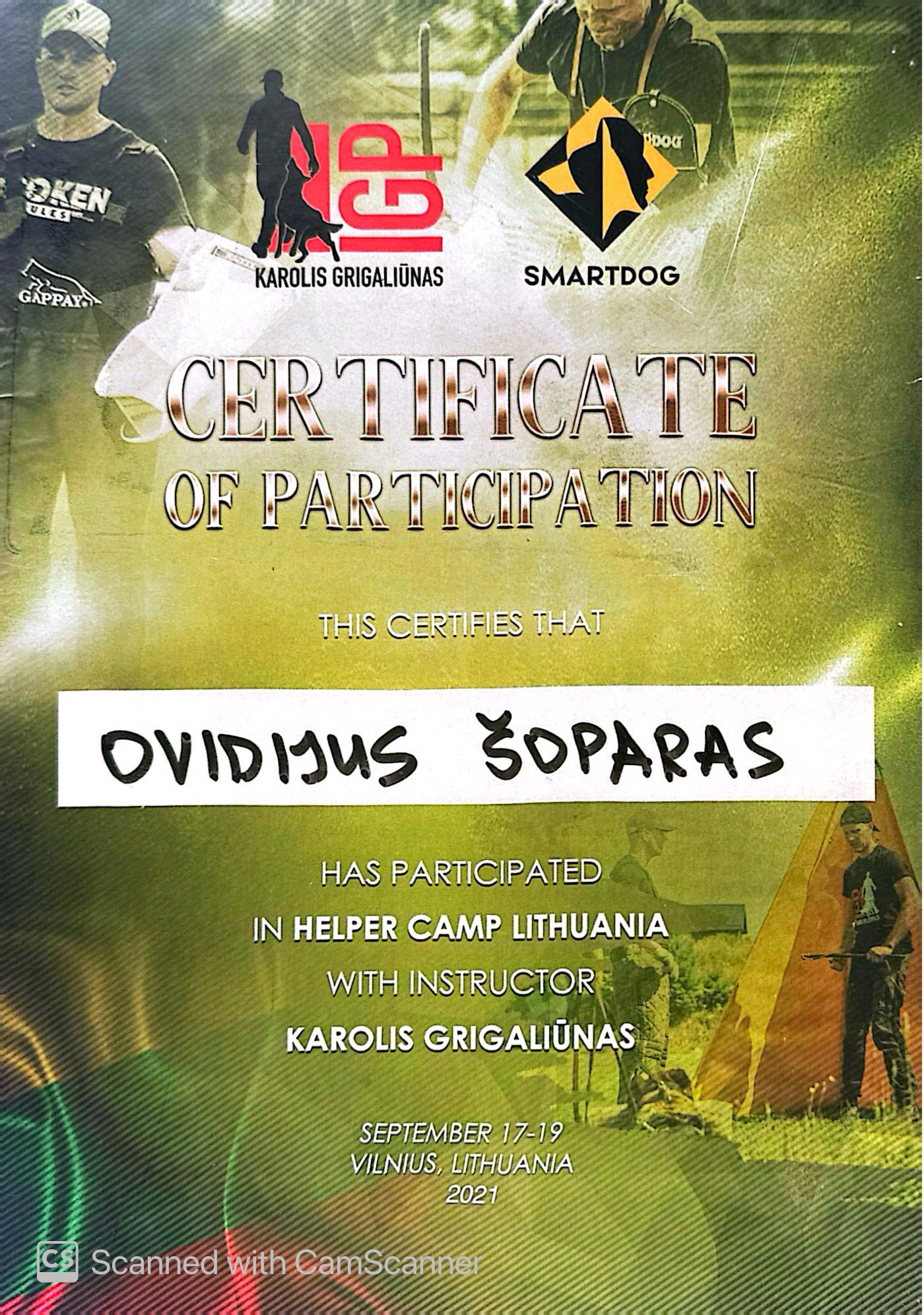 Šunų dresūros sertifikatas 3